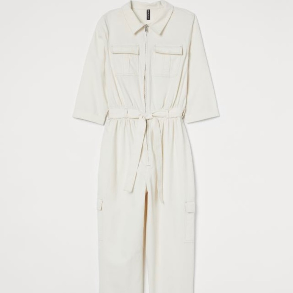 Cream Utility Jumpsuit